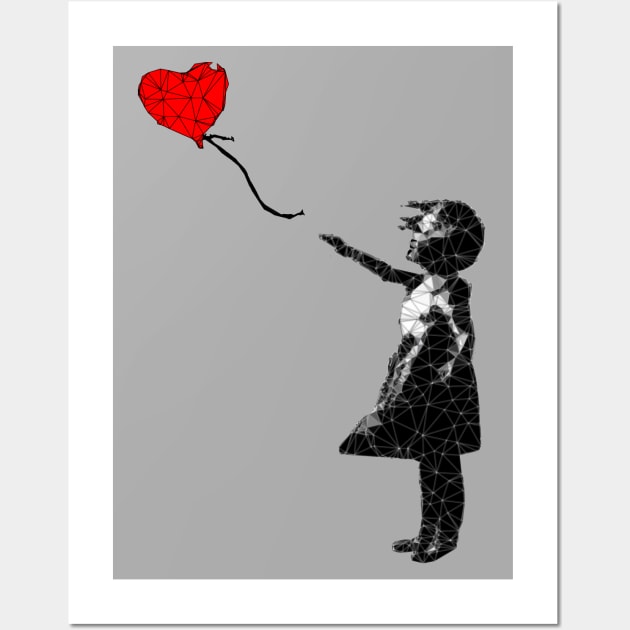 Low Poly Banksy Ballon Girl Wall Art by TRIME